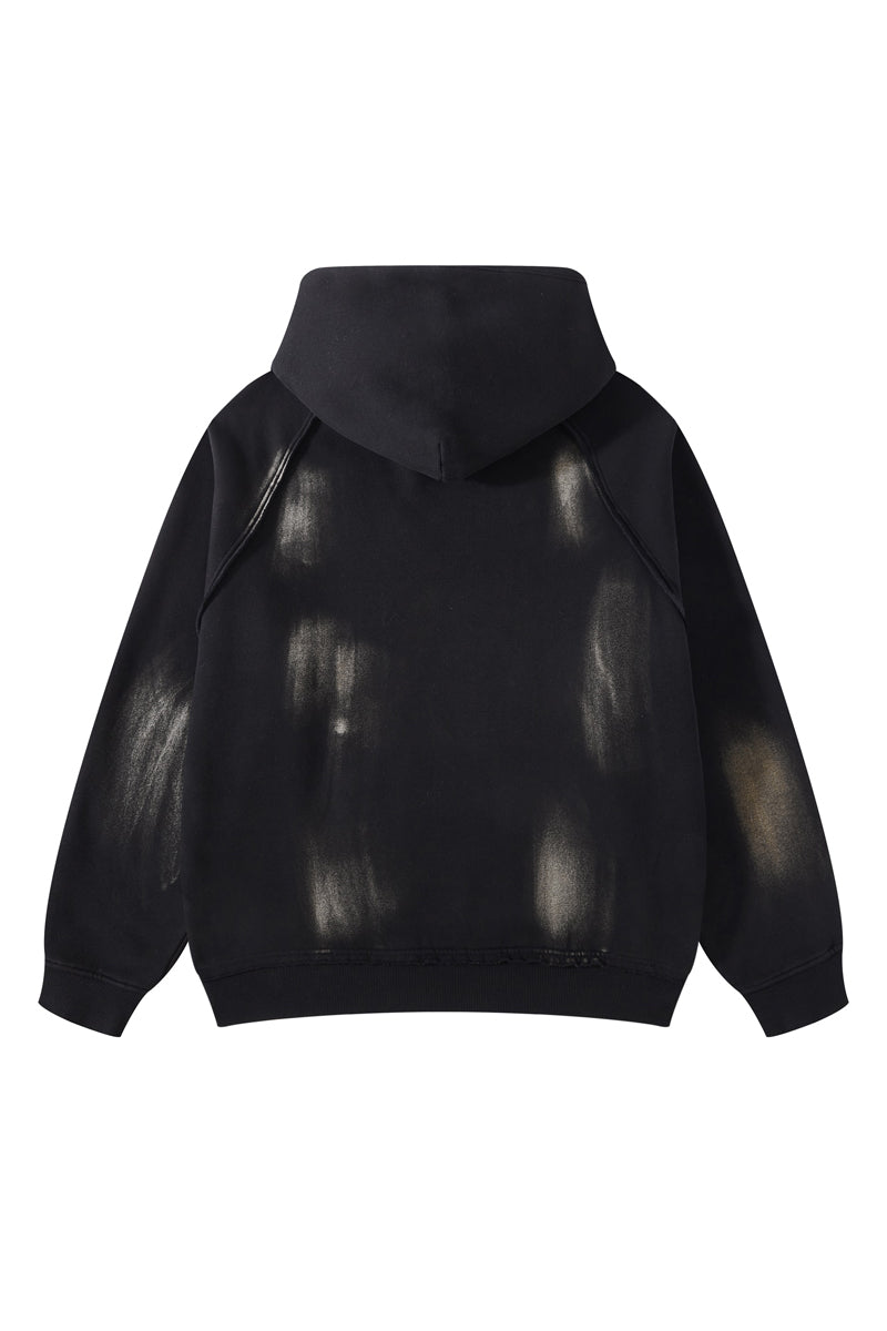 Washed Distressed Fleece Hoodie
