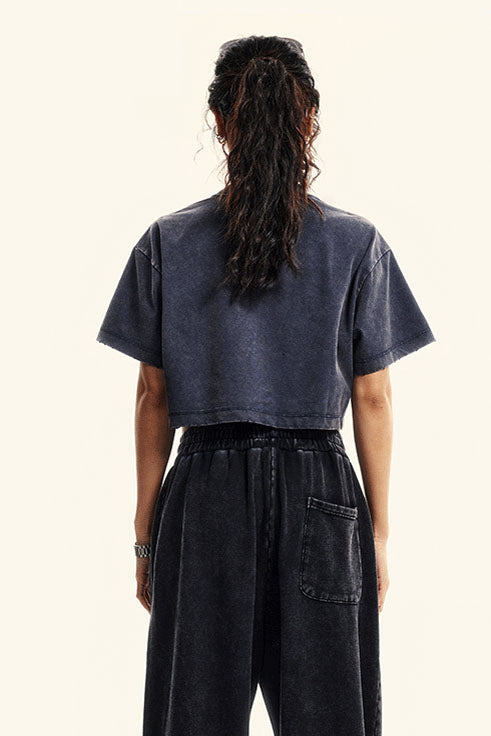 230GSM Stone Washed Crop Tee
