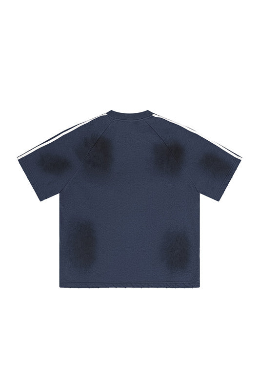 300GSM Dirty Effect Stripe Side Tee
