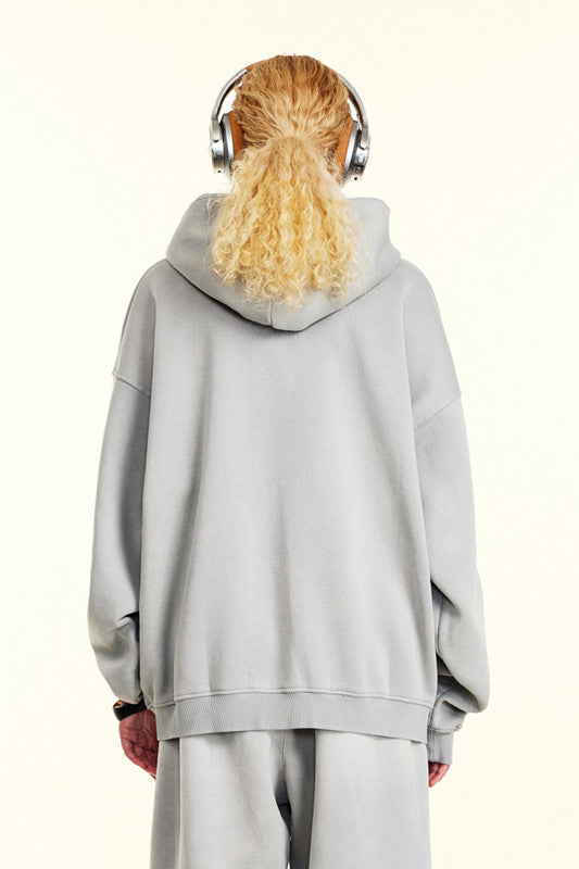 332GSM Spray Washed Fleece Zipper Hoodie