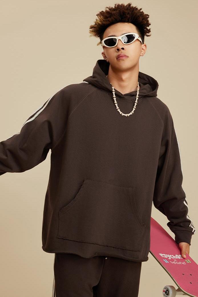 Side Stripe Distressed Hoodie