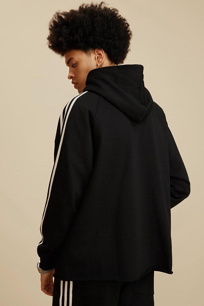 Side Stripe Distressed Hoodie
