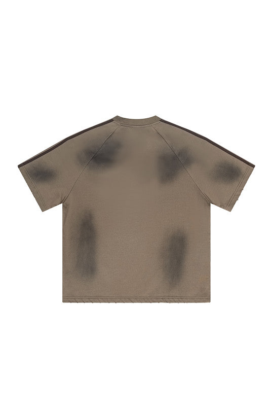 300GSM Dirty Effect Stripe Side Tee