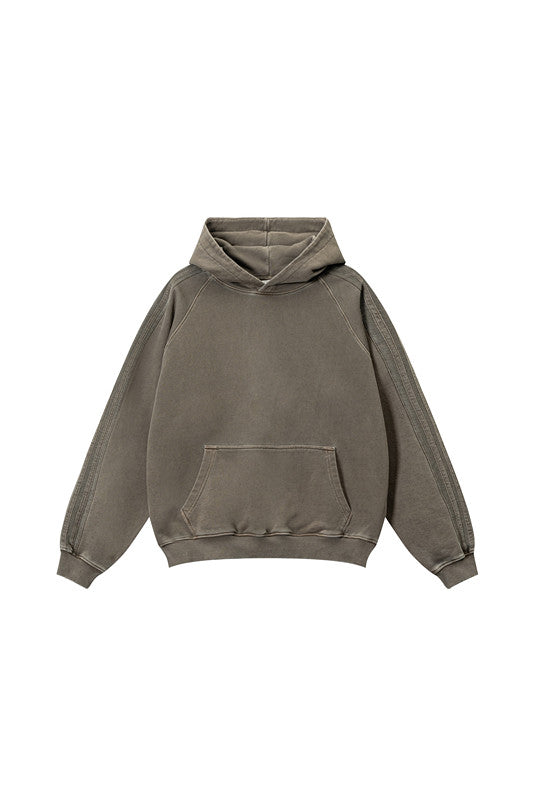 410GSM Stripe Side Pigment Dyed Hoodie
