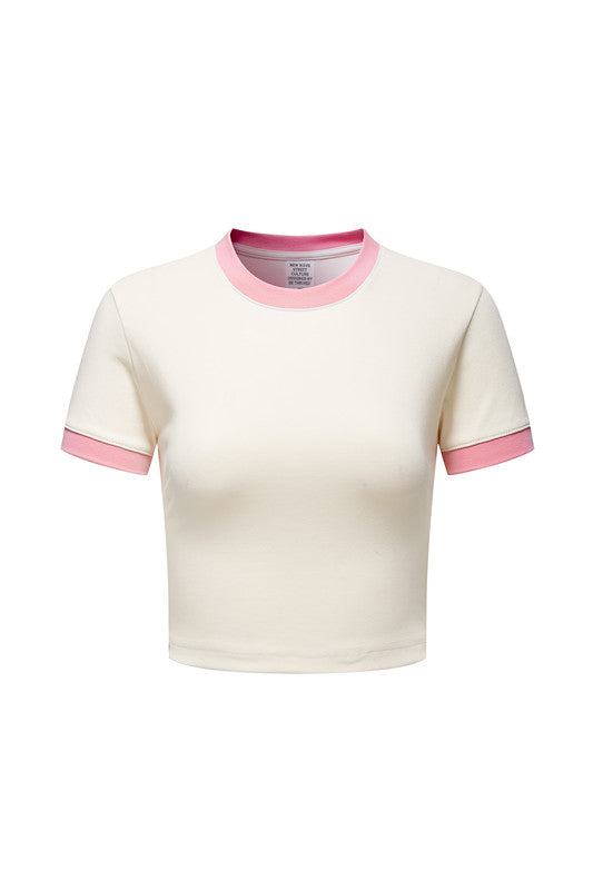 220GSM Color Contrast Crop Tee