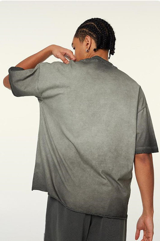 250GSM Distressed Gradient Washed Tee