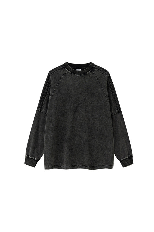 260GSM Stripe Side Pigment dyed Long Sleeve Crew