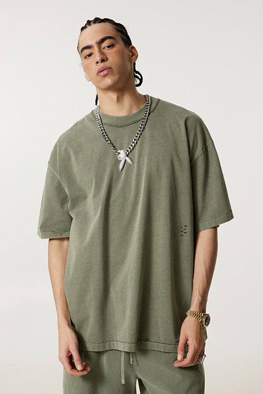 275GSM Pigment Dyed Distressed?Tee
