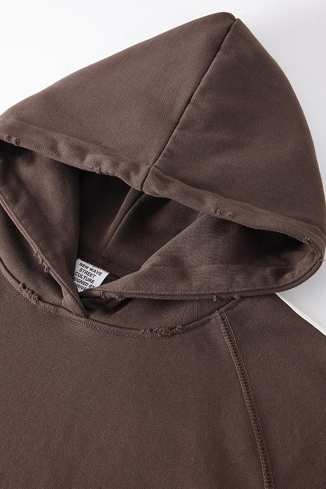 Side Stripe Distressed Hoodie