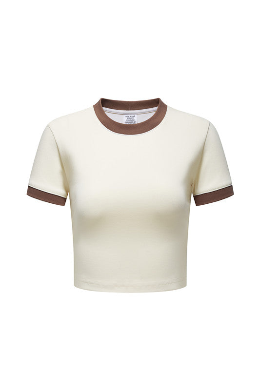 220GSM Color Contrast Crop Tee