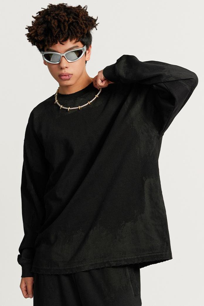 Washed Distressed Cotton Crew
