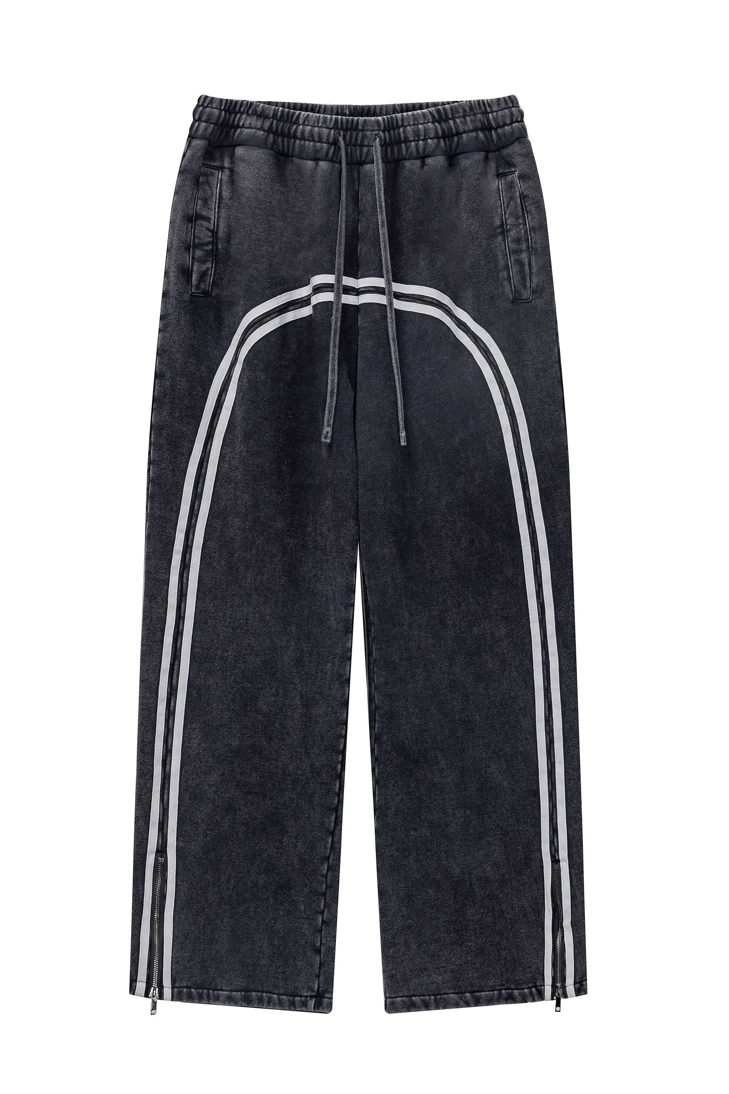 380GSM Washed Stripe Zip Up Sweatpant