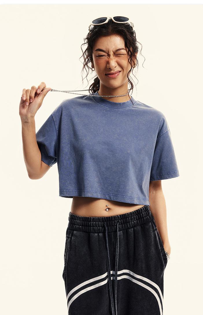 230GSM Stone Washed Crop Tee