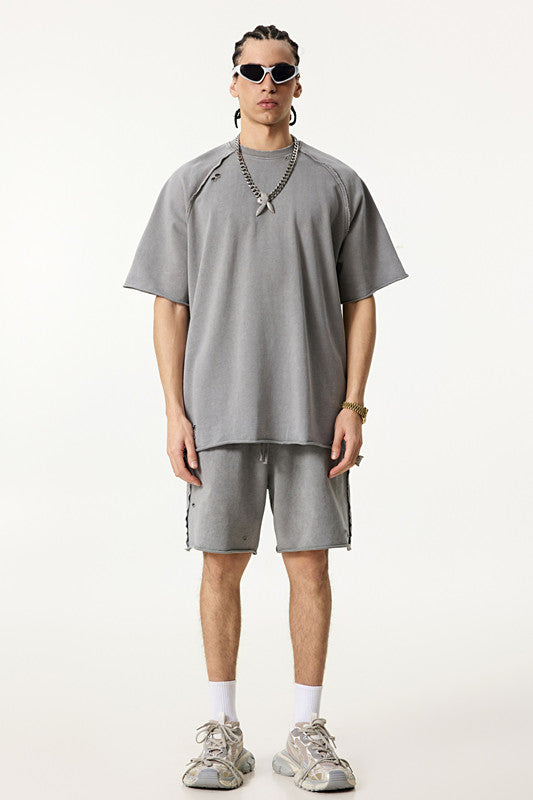 310GSM Pigment Dyed Distressed Washed Short