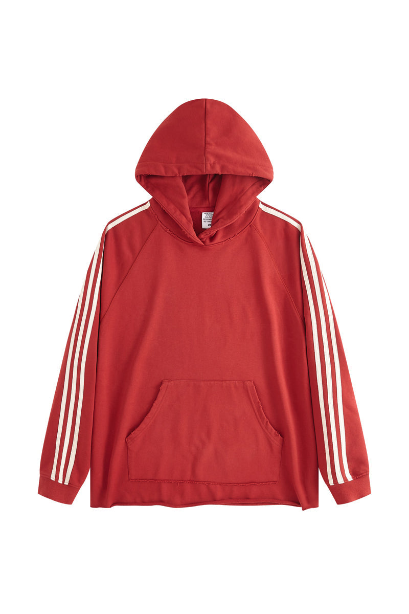 Side Stripe Distressed Hoodie