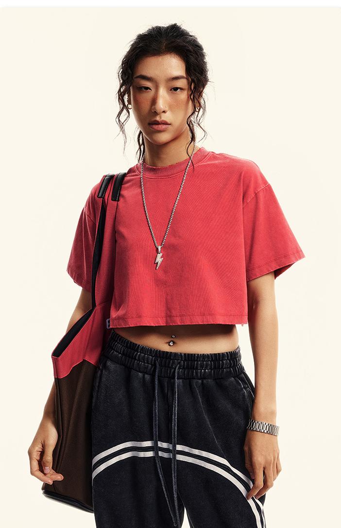 230GSM Stone Washed Crop Tee