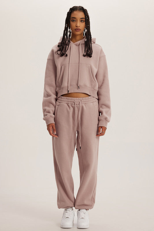 Basic Fleece Crop Hoodie