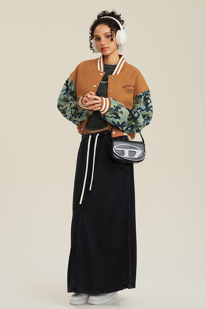 Camo Sleeve Baseball Jacket