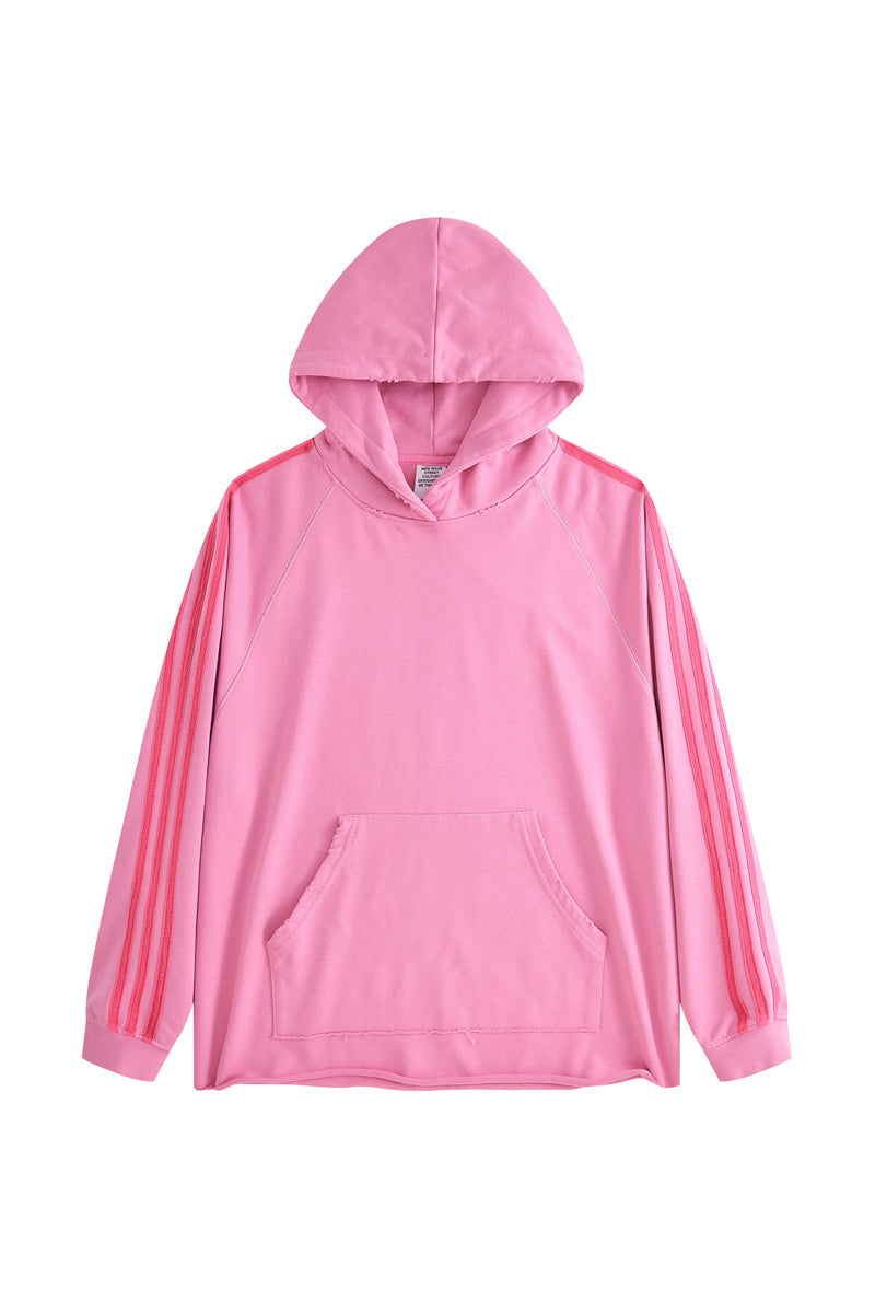 Side Stripe Distressed Hoodie