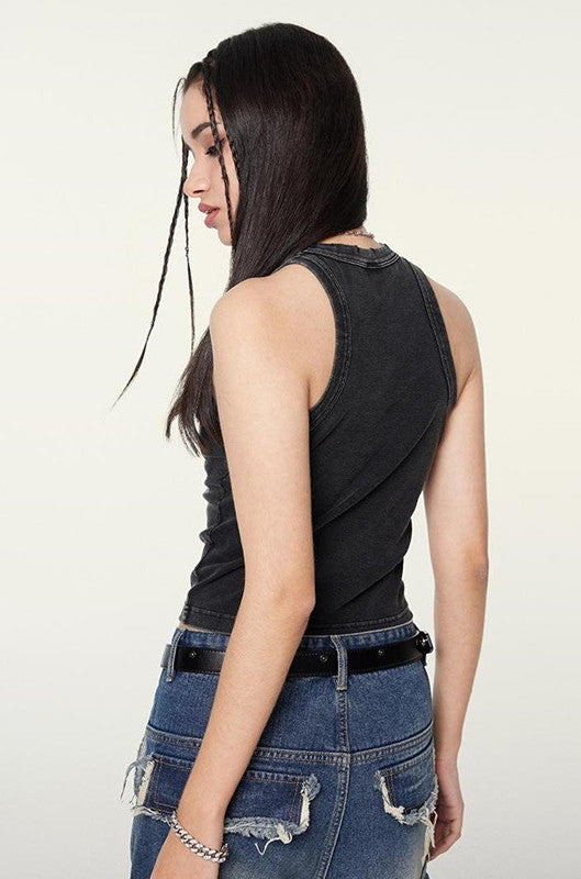 235GSM Washed Out Crop Vest