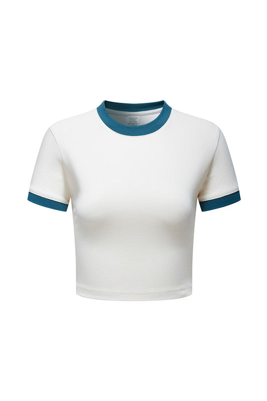 220GSM Color Contrast Crop Tee