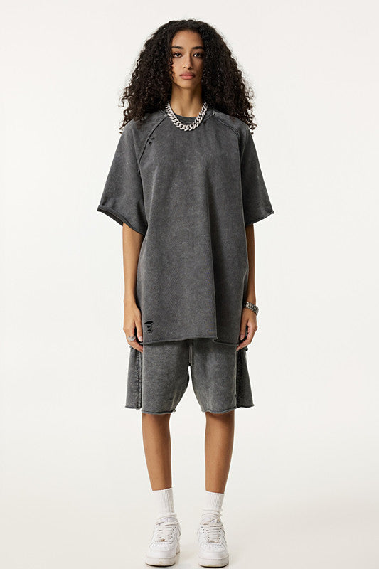 310GSM Pigment Dyed Distressed Washed Short