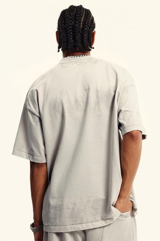 305GSM Distressed Dirty Effect Tee