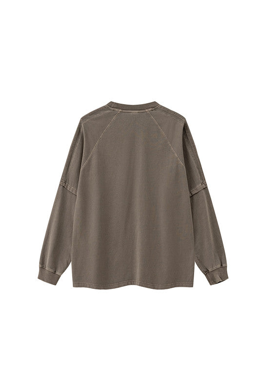 260GSM Stripe Side Pigment dyed Long Sleeve Crew