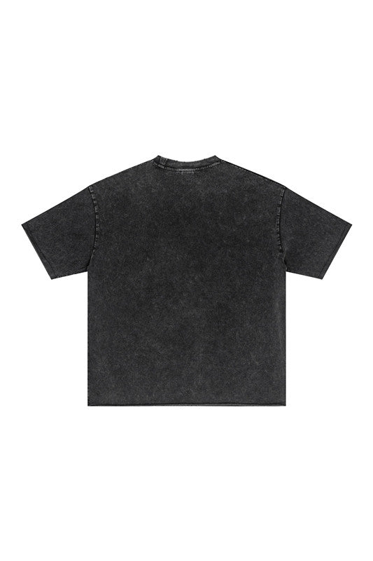 285GSM Distressed Fried Snowflakes Washed Tee