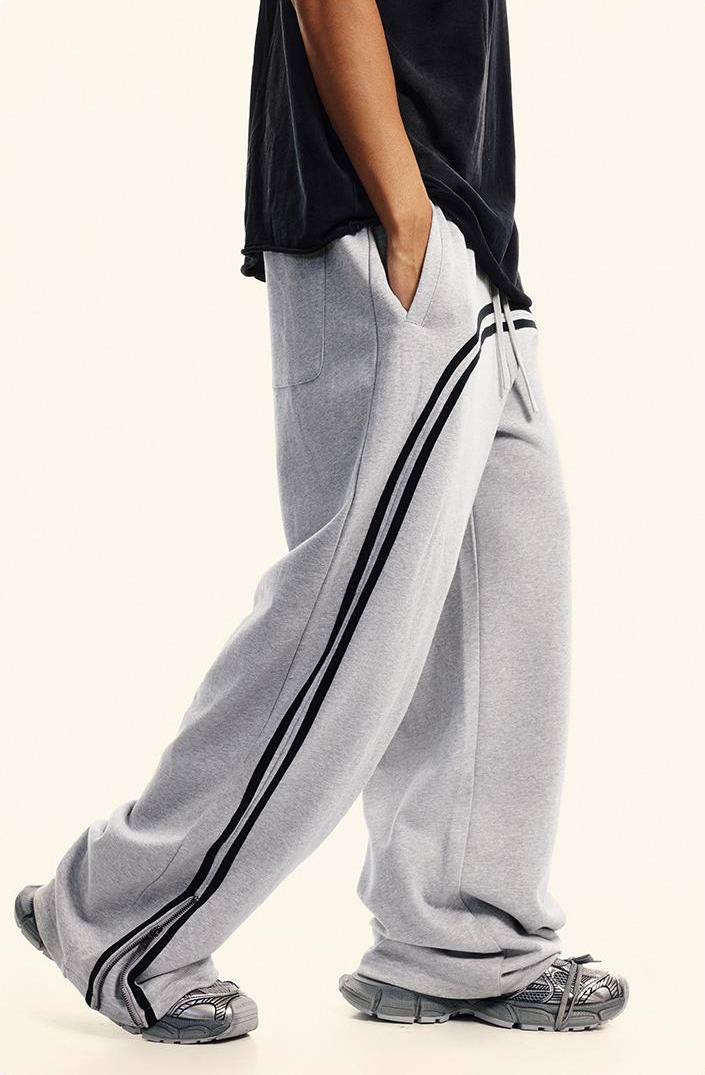 380GSM Washed Stripe Zip Up Sweatpant
