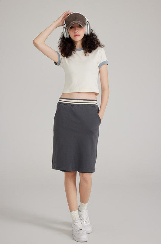 220GSM Color Contrast Crop Tee