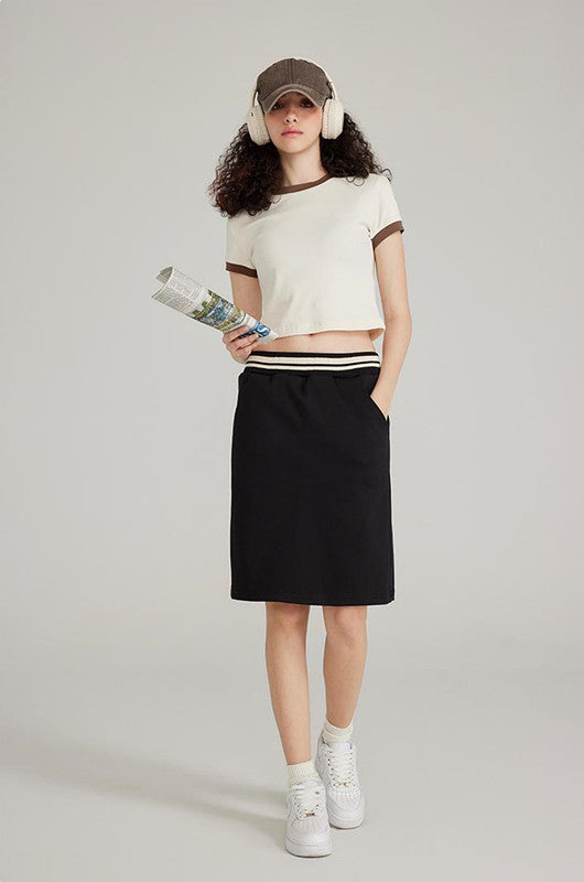 220GSM Color Contrast Crop Tee