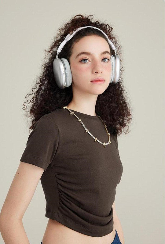 220GSM Ruched Crop Tee