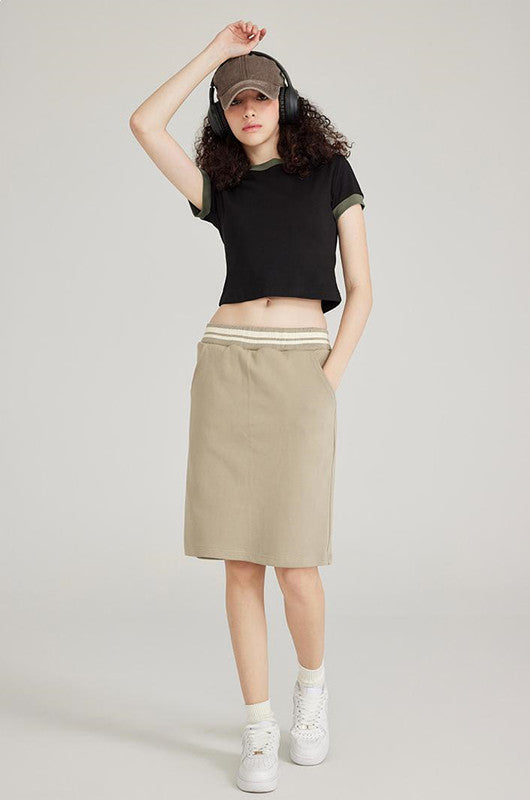 220GSM Color Contrast Crop Tee