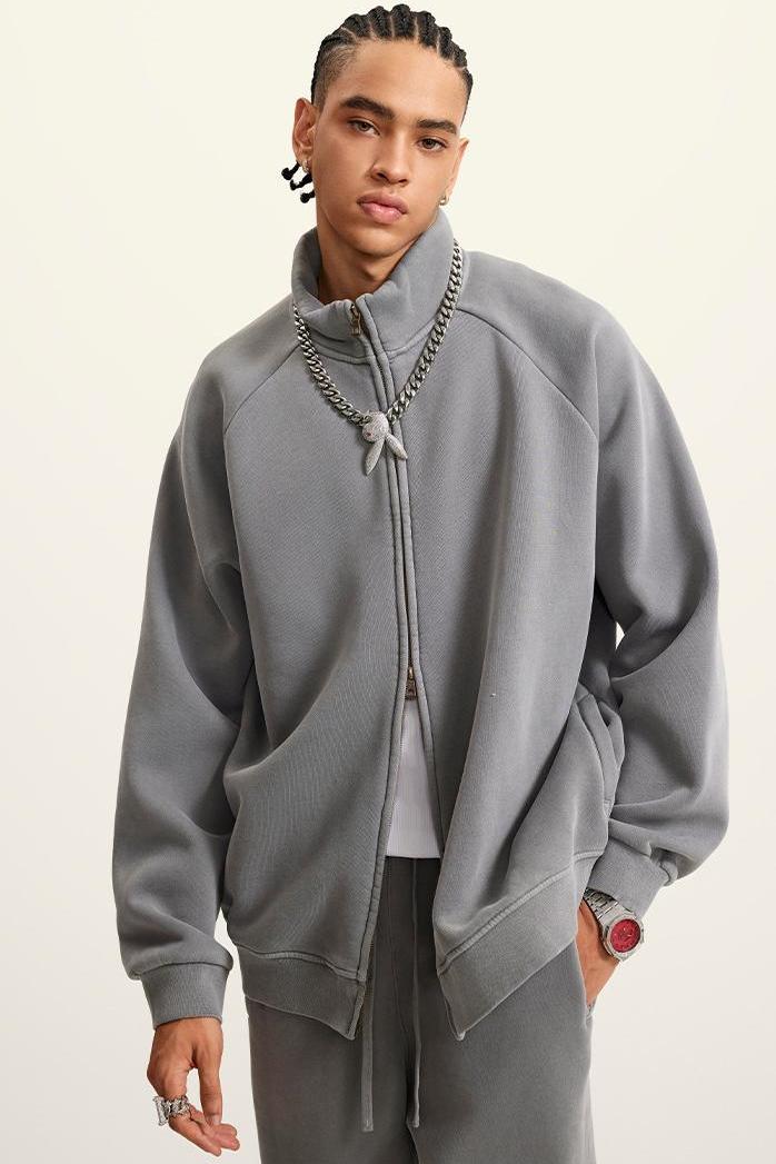 Washed Fleece Zipper Jacket