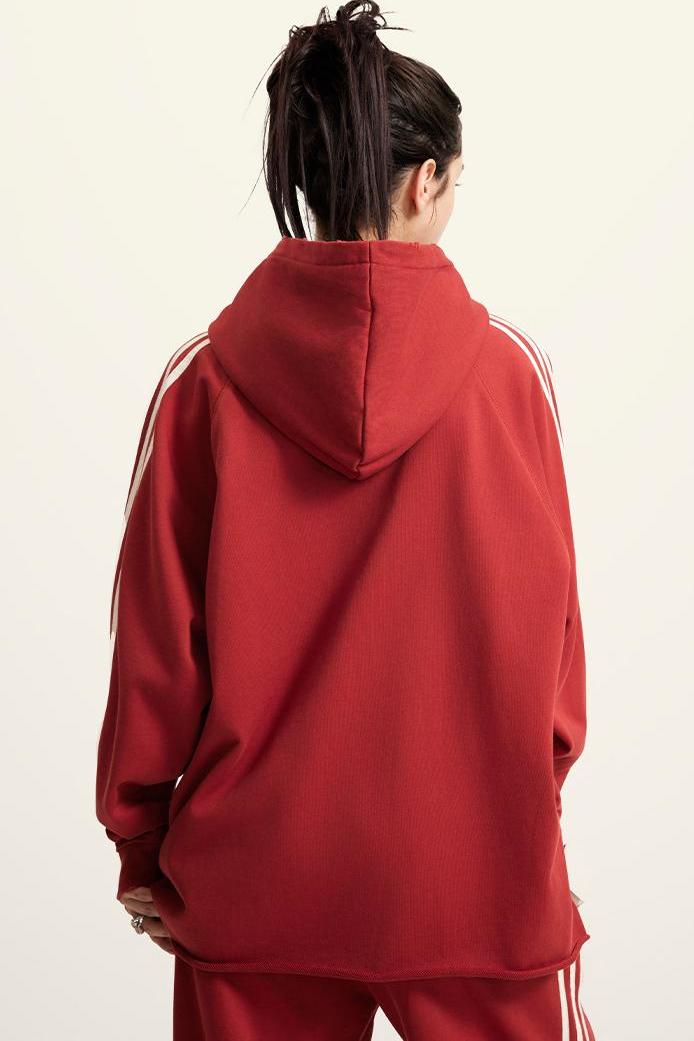 Side Stripe Distressed Hoodie