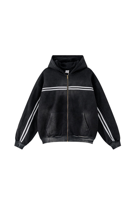 332GSM Stripe Designed Fleece Zipper Jacket