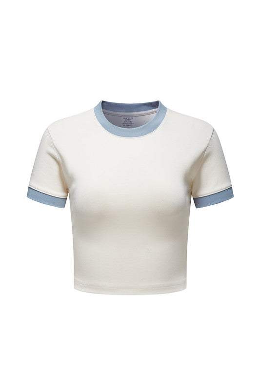 220GSM Color Contrast Crop Tee