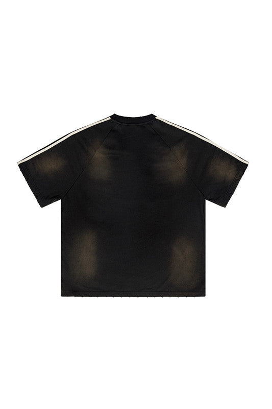 300GSM Dirty Effect Stripe Side Tee