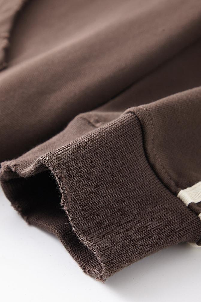Side Stripe Distressed Hoodie