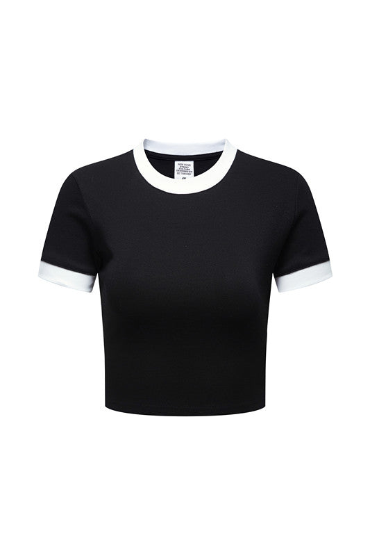 220GSM Color Contrast Crop Tee