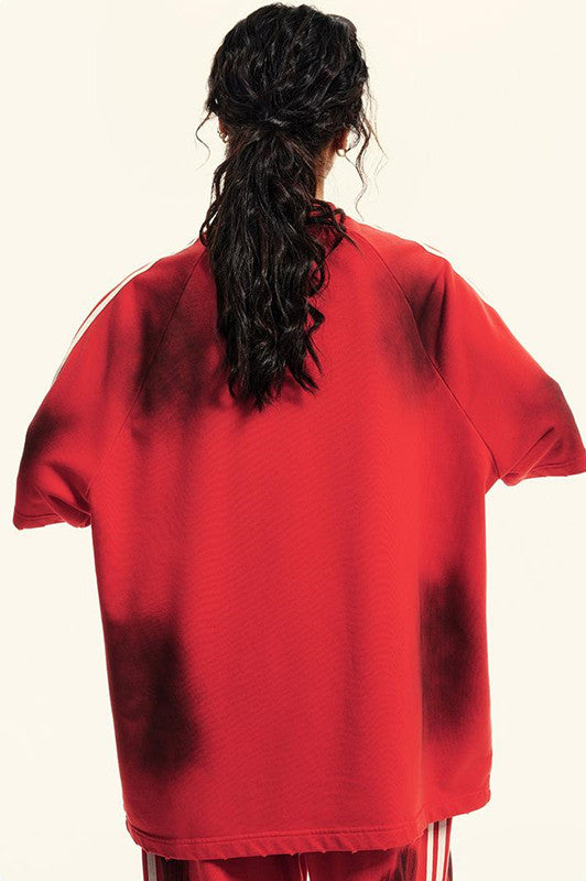 300GSM Dirty Effect Stripe Side Tee