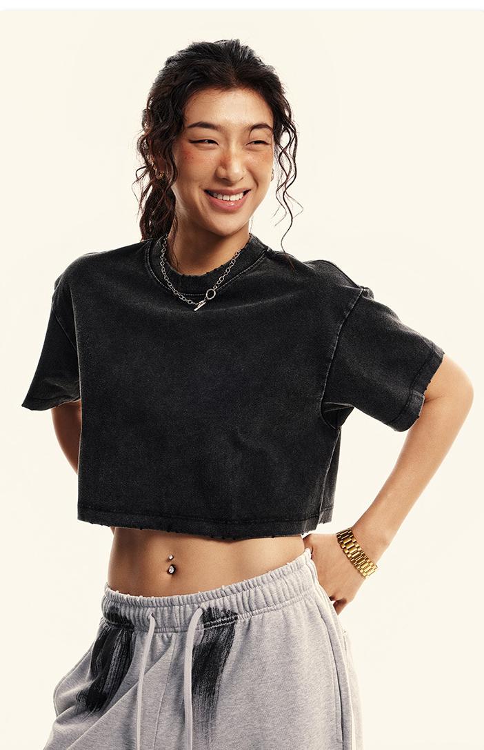 230GSM Stone Washed Crop Tee