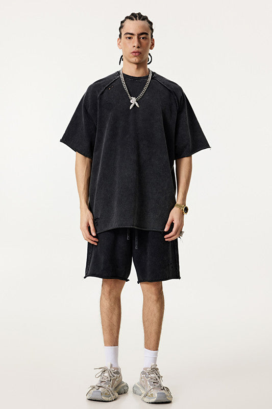 310GSM Pigment Dyed Distressed Washed Short
