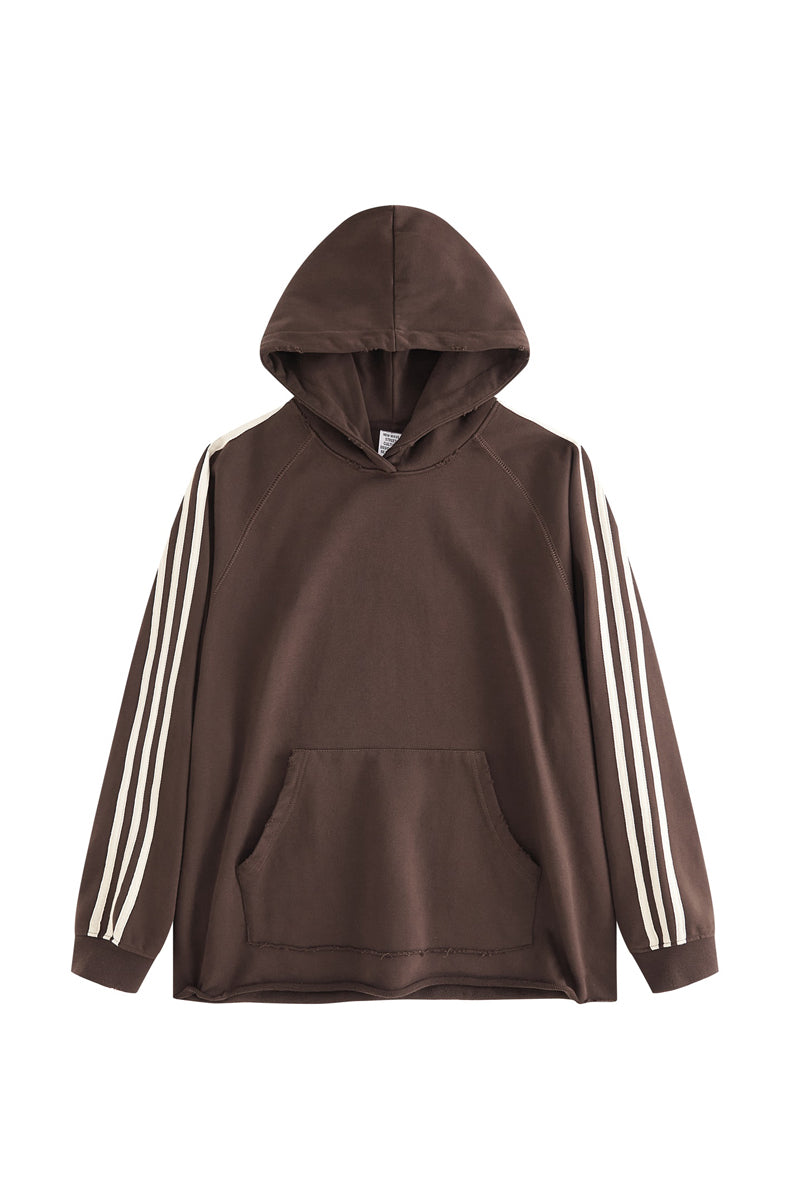 Side Stripe Distressed Hoodie