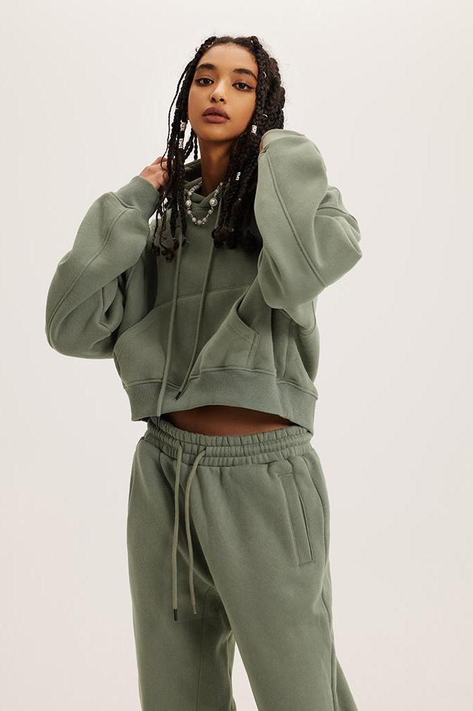 Basic Fleece Crop Hoodie