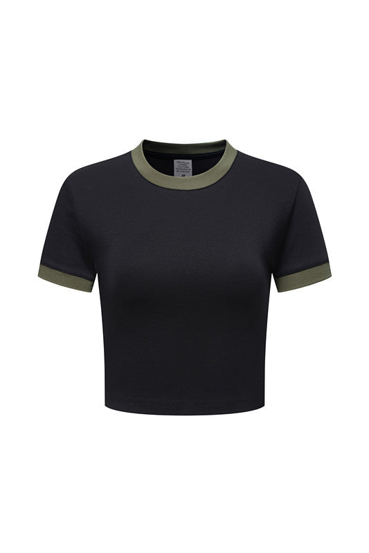 220GSM Color Contrast Crop Tee