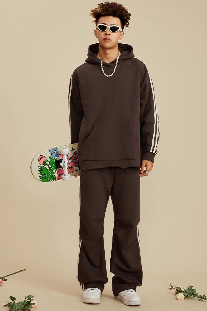 Side Stripe Distressed Hoodie