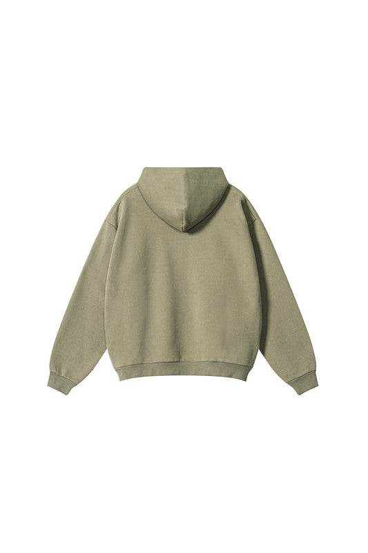 345GSM Solid Color Zipper Pockets Hoodie