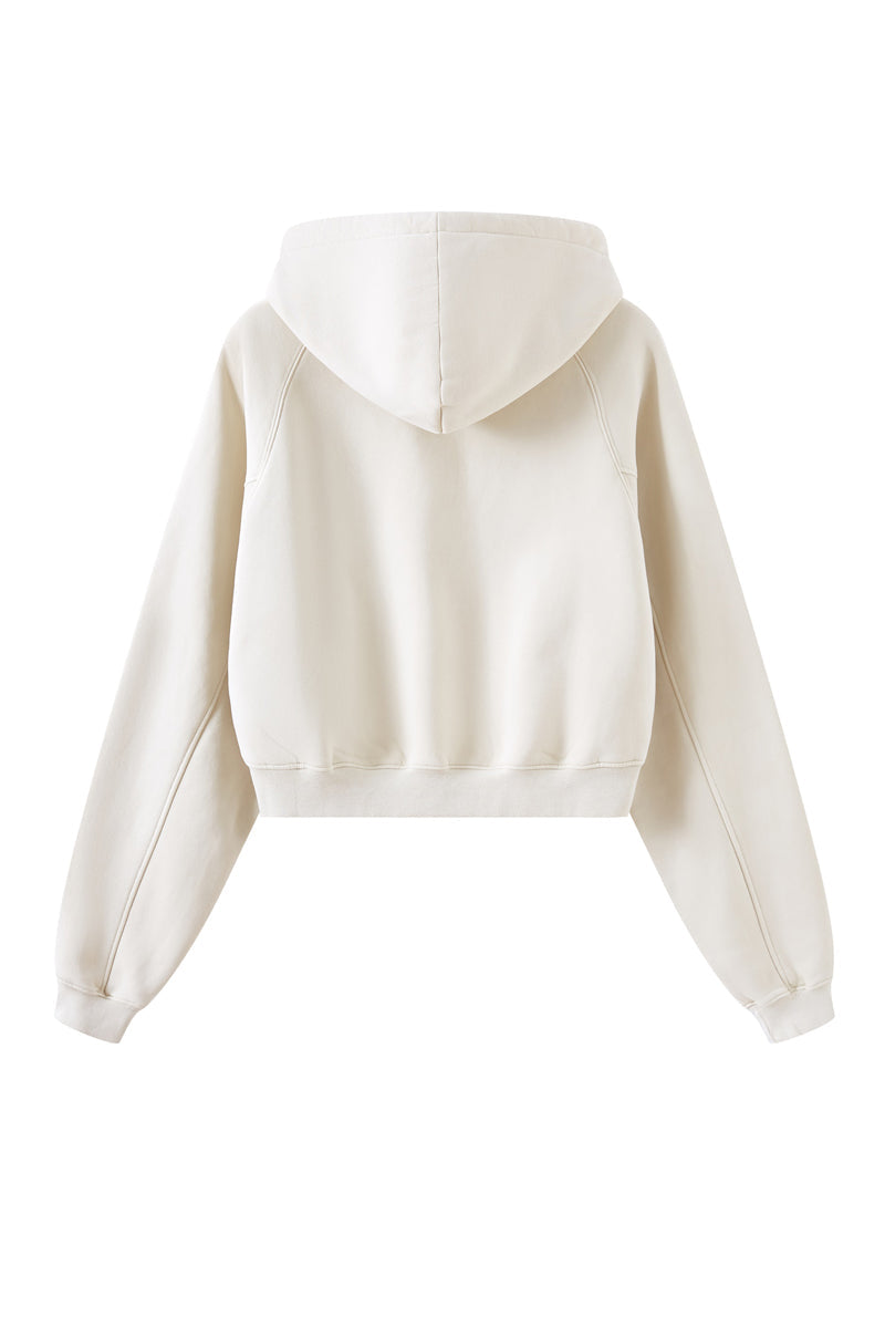Fleece Pigment Dyed Crop Hoodie